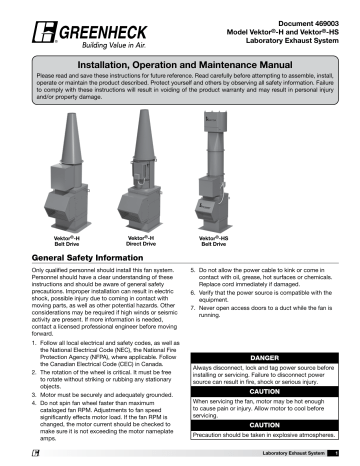 Greenheck 469003 Vektor-H And Vektor-HS Installation And Operation ...