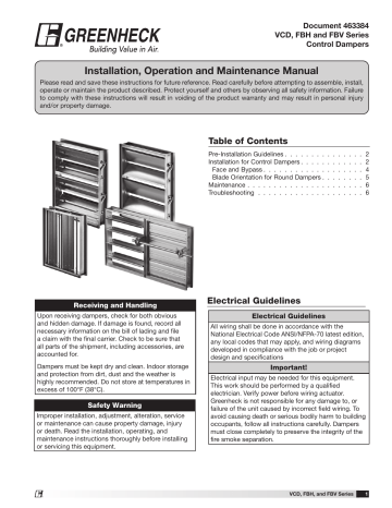 Greenheck 463384 VCD Installation And Operation Manual | Manualzz