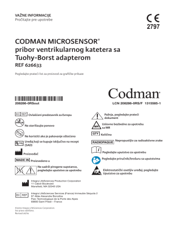Integra MICROSENSOR® Ventricular Catheter Kit Operativne instrukcije ...