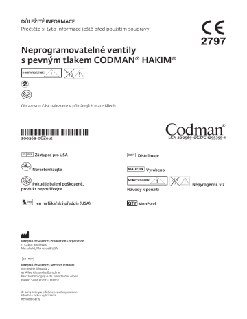Integra CODMAN® HAKIM® Precision Fixed Pressure Valves Návod na ...
