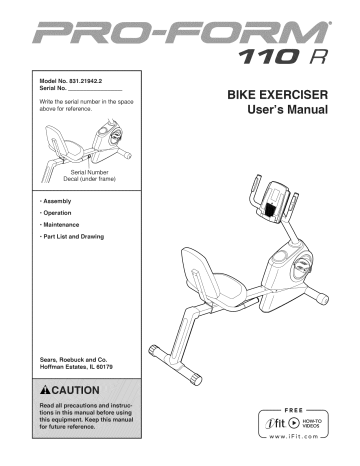proform 110r exercise bike
