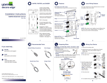 Leviton E5325-W Decora Duplex Receptacle Installation Instructions ...