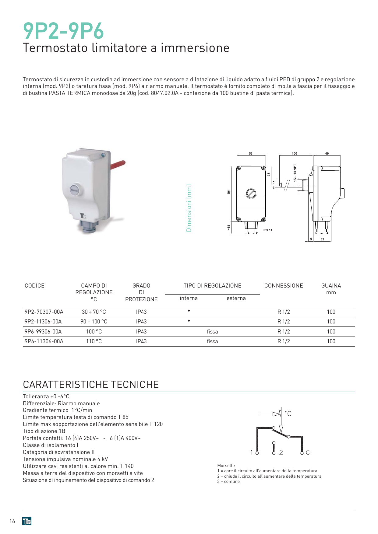 9C2.. 9C6.. Termostato limitatore a contatto - FantiniCosmi