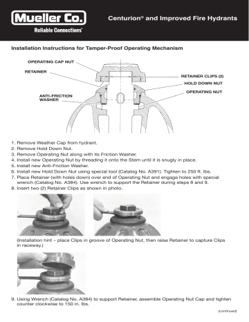 Mueller TAG - Centurion and Improved Fire Hydrants Installation ...