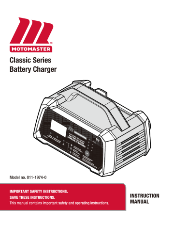 MotoMaster Classic Series Smart Battery Charger Owner Manual | Manualzz