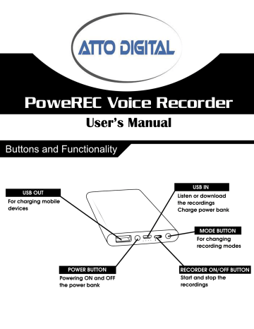 ATTO DIGITAL PoweREC Voice Recorder Power Bank User Manual | Manualzz