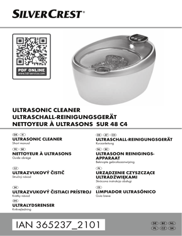 Silvercrest SUR 48 C4 Ultrasonic Cleaner Benutzerhandbuch | Manualzz