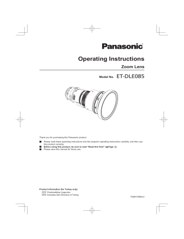 Panasonic ET-DLE085 Projector Lenses Instruction manual | Manualzz
