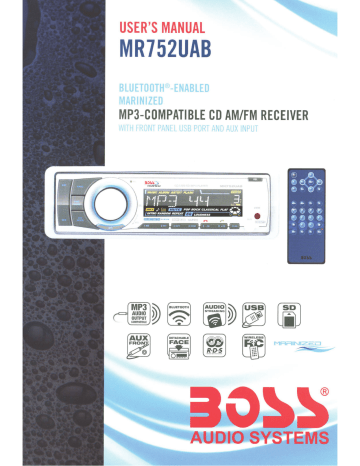 BOSS AUDIO MR752UAB Mpj-Compatible CD AM-FM Receiver User`s manual | Manualzz