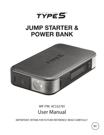 TYPE S AC532781 Jump Starter and Power Bank User Manual | Manualzz