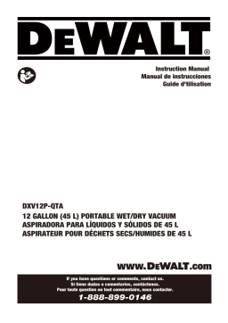 Dewalt DXV12P-QTA 12 Gallon 45L Portable Wet or Dry Vacuum Instruction manual