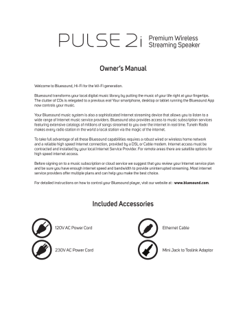 BLUESOUND PULSE 2i Premium Wireless Streaming Speaker Owner’s Manual | Manualzz