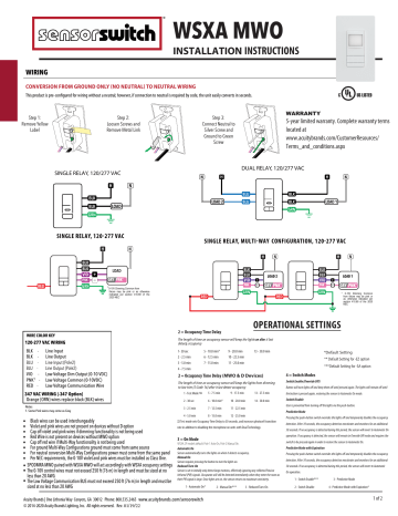 sensor switch WSXA MWO Wall Switch Sensor Instruction manual | Manualzz