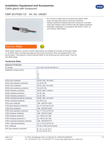 STAHL CMP-20PX2K Cable Gland Installation Guide | Manualzz