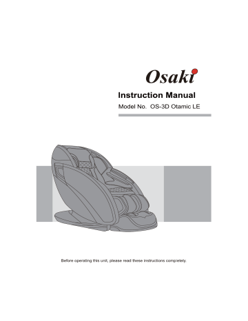 Osaki OS-3D Otamic LE Massage Chair Instruction manual | Manualzz