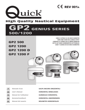 Quick GP2 500 GP2 500 Windlass Benutzerhandbuch | Manualzz