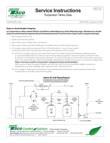 TACO 402-110 Expansion Tanks Data Instructions | Manualzz