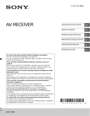 Sony XAV-1500 Bluetooth Car Stereo Instruction manual | Manualzz