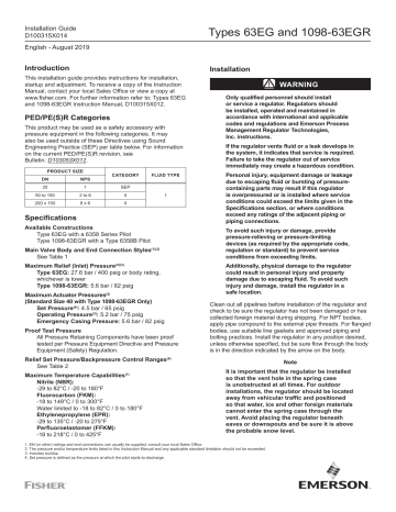 Fisher 63EG and 1098-63EGR Installation Guide | Manualzz