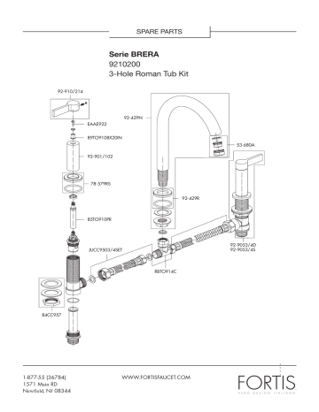 Fortis 9210200 BRERA - Two Handle Roman Tub Faucet Trim Parts Diagram | Manualzz