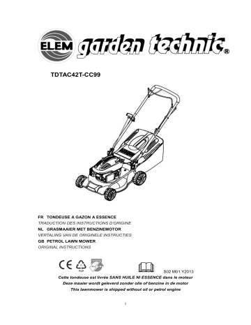 ELEM GARDEN TECHNIC TDTAC42T-CC99 TONDEUSE Owner's Manual | Manualzz