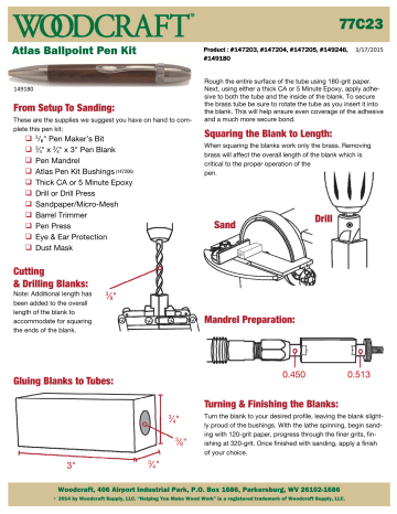 WoodRiver 0401/B-BC-1 Atlas Ballpoint Pen Kit Instructions | Manualzz