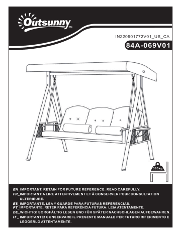 Outsunny 84A-068BK 3-Seat Patio Swing Chair Mode d'emploi | Manualzz