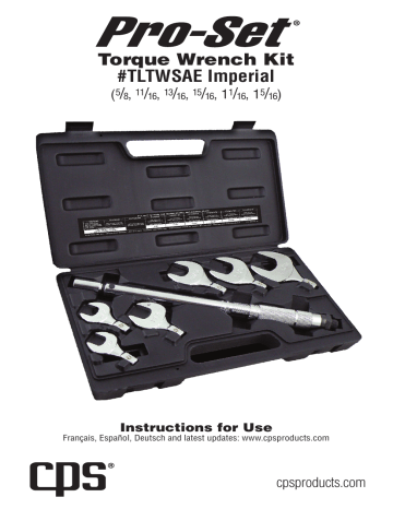 CPS Products TLTWSAE SAE Torque Wrench Kit Instructions for use | Manualzz