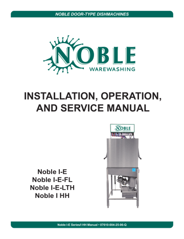 Noble I-E SERIES-I HH Low Temperature Tall Door Type Dishwasher Instructions | Manualzz