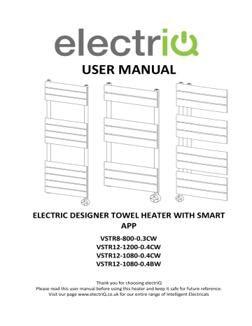 ElectriQ VSTR8-800 Flat Panel Electric Towel Rail Radiator User Manual ...