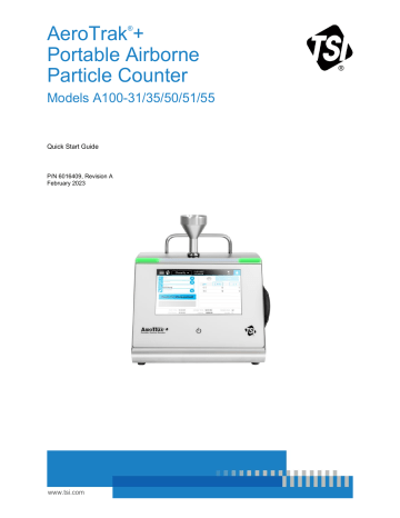 TSI AeroTrak Plus Portable Particle Counter A100 Series Quick Start ...