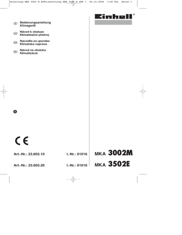 EINHELL MKA 3502 E Portable Air Conditioner Bedienungsanleitung | Manualzz