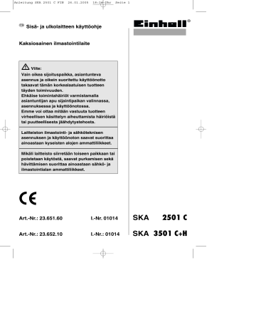 EINHELL SKA 3501 C+H Split Air Conditioner Kasutusjuhend | Manualzz