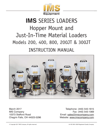 IMS 800 IMS Series Material Loader Instruction Manual | Manualzz