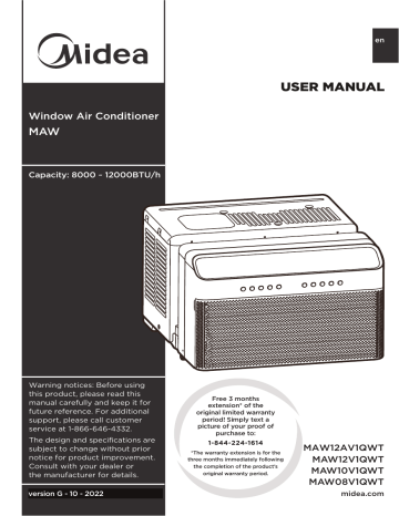 Midea MAW10V1QWT 10,000 BTU U-Shaped Inverter Window Air Conditioner ...