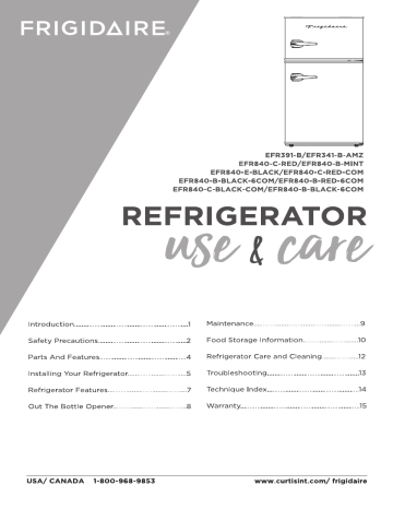 Frigidaire EFR Series Refrigerators User Manual | Manualzz