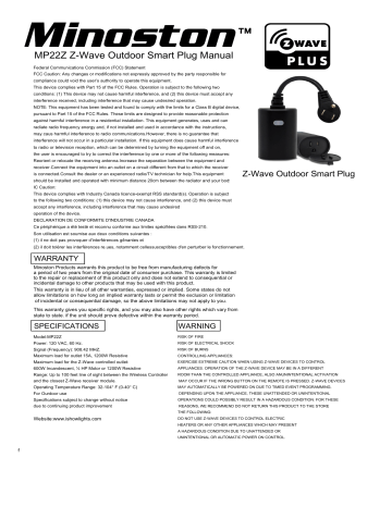 Minoston MP22Z Z-Wave Outdoor Smart Plug Product Manual | Manualzz