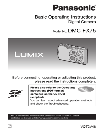 Panasonic Lumix DMC-FX75 Camera User Guide Manual Pdf | Manualzz