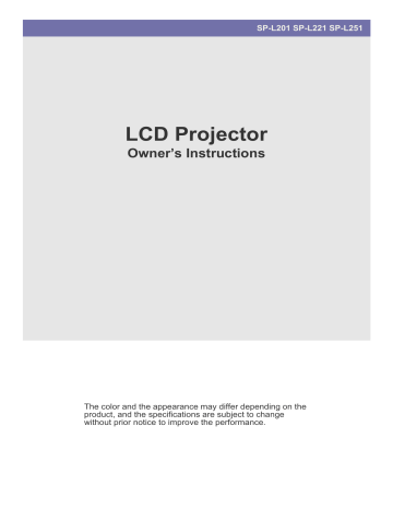 Samsung SP-L221 LCD User Guide | Manualzz