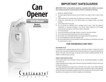 Continental Electric, Can Opener