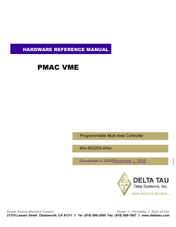 Delta Tau PMAC VME Hardware Reference Manual | Manualzz