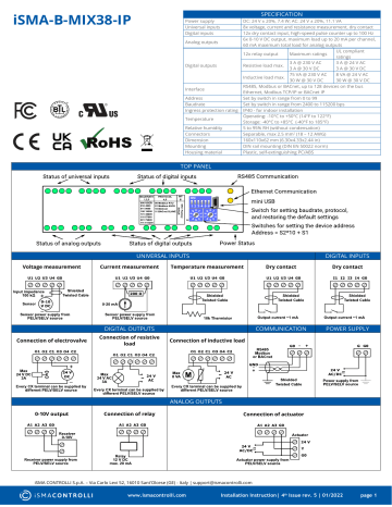 ISMA CONTROLLI ISMA-B-MIX38-IP Installation Instruction | Manualzz