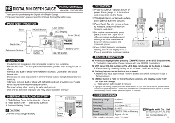 Niigata Seiki DIGITAL MINI DEPTH GAUGE DMD-25STG User Manual | Manualzz