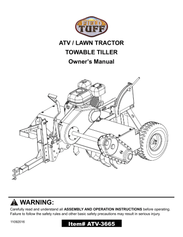 Field Tuff ATV-3665 Tow-Behind Tiller Owner's Manual | Manualzz