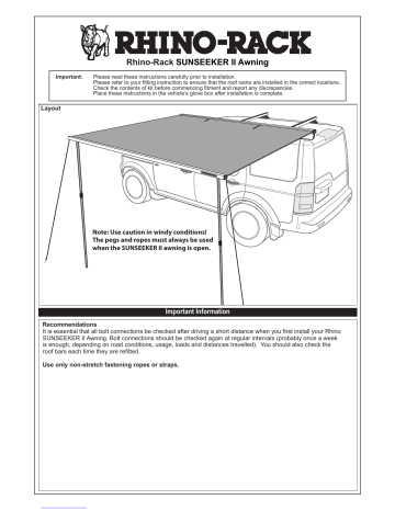 Rhino-Rack SUNSEEKER II Installation Instructions Manual | Manualzz
