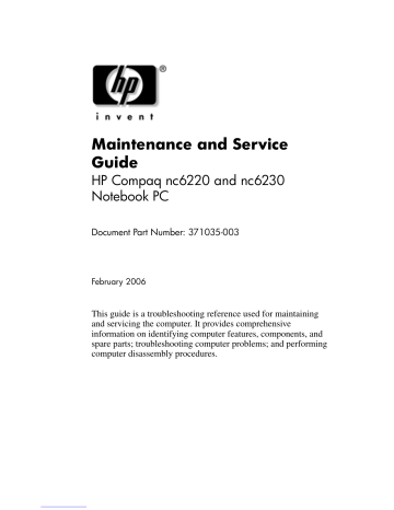 HP Compaq PU984AW Maintenance and Service Guide | Manualzz