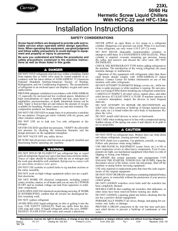 Carrier 23XL Installation Instructions | Manualzz