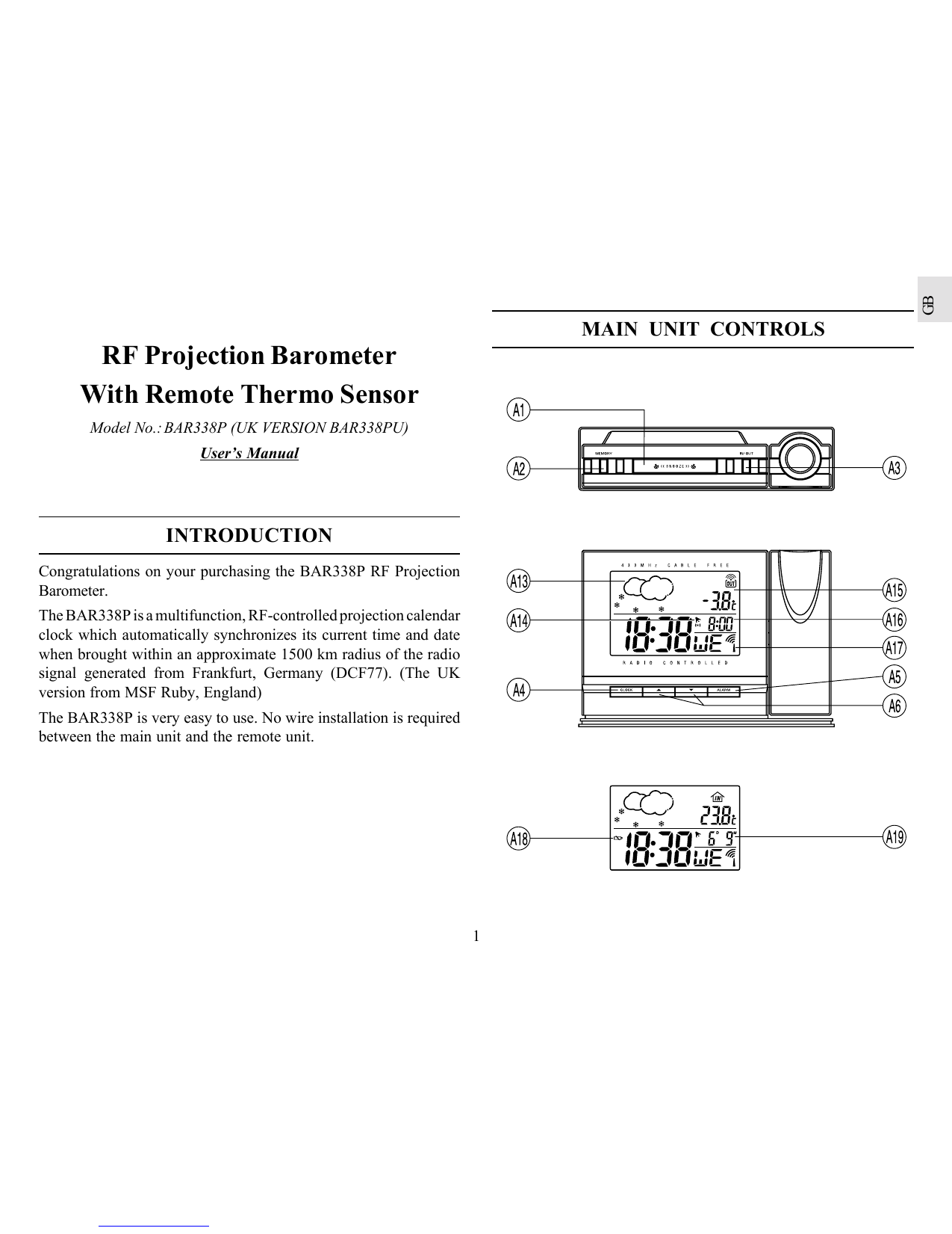 Oregon Scientific BAR338PU User s Manual Manualzz