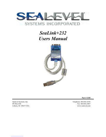 SeaLevel SeaLink+232 User Manual | Manualzz
