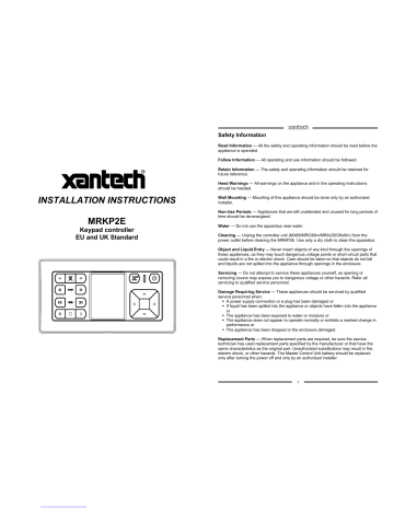 Xantech MRKP2E Installation Instructions Manual | Manualzz